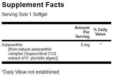 Astaxanthin 8 mg 30 gel capsules