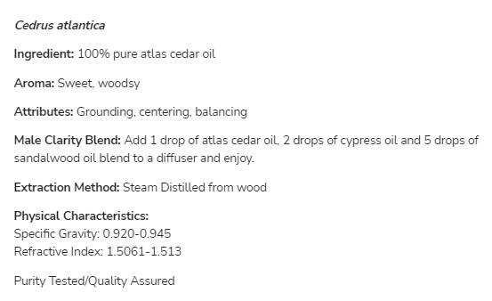 Atlas Cedar Oil | 100% Pure Cedrus Atlantica - 30 ml
