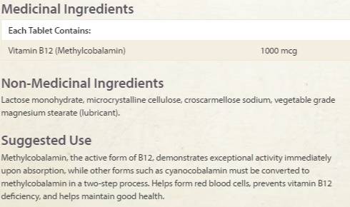 Vitamin B12 Meterhylcolbalamin 1000 MCG - 90 sublingual Tabletten