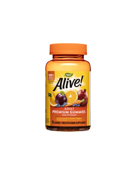 Alive! Adult Premium Gummies Multivitamin / Алайв! Премиум мултивитамини за възрастни, 90 желирани таблетки Nature’s Way - Feel You