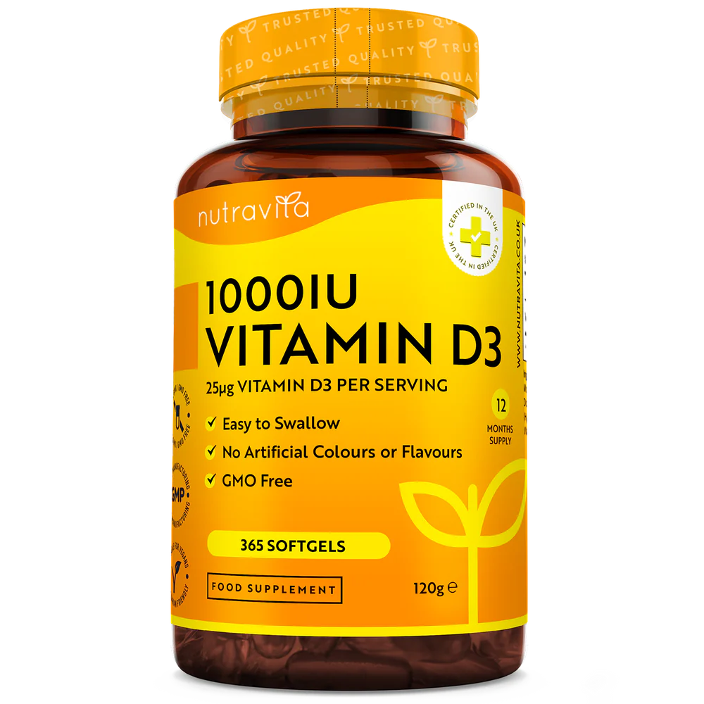 Vitaminas D3 1000IU (25ug) 365 minkštos kapsulės