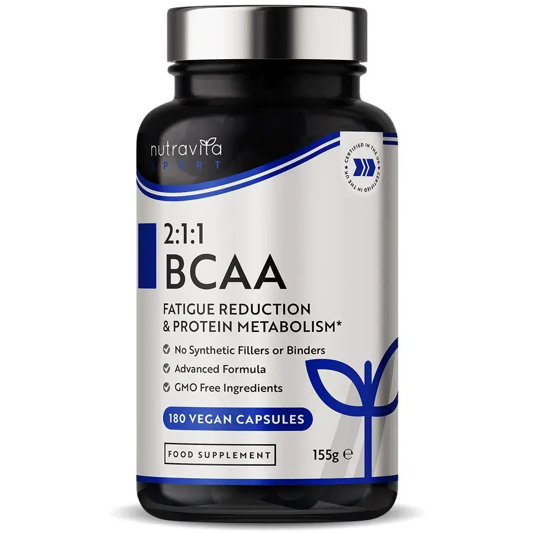 BCAA (2:1:1) met vitamine B6 en B12 - 180 Vcaps. <tc>Nutravita</tc>