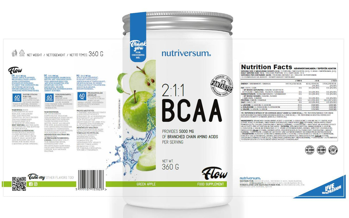 BCAA 2: 1: 1 en polvo | Flujo - 360 gramos