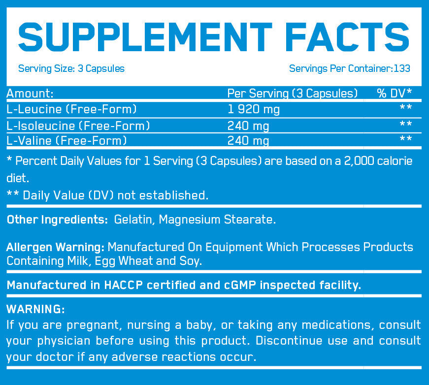 BCAA 8:1:1 800mg / 400 Caps.