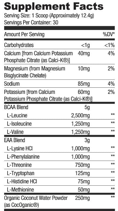 BCAA + EAA | with Electrolytes & Coconut Water - 357~378 grams