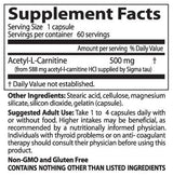 Mejor acetil-l-carnitina 500 mg-60 cápsulas