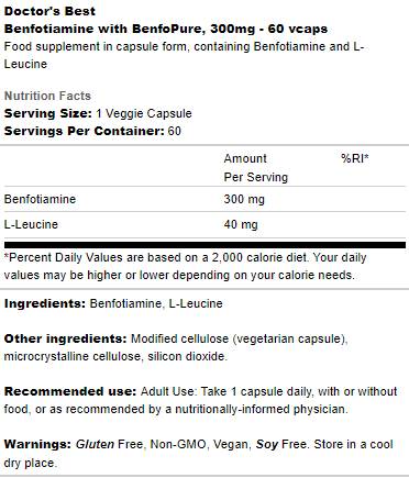 Najlepszy benfotiamina 300 mg | Benfopure - 60 kapsułek