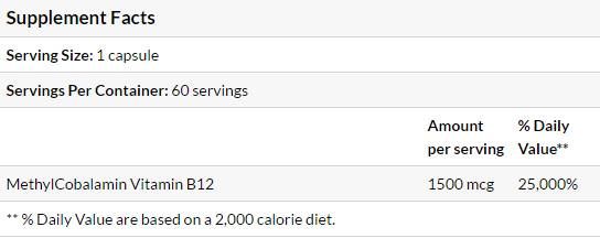 Parim närimiskindlad täielikult aktiivne B12/metüülkobalamiin 1000 mcg - 60 närimistabletti