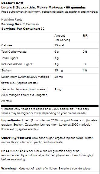 Nejlepší lutein a zeaxanthin gummies - 60 gummies