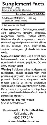 BEST SAMe 400 mg - 30 Tablets
