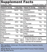 Pagrindinis suaugusiųjų multivitamino 100 lentelė.