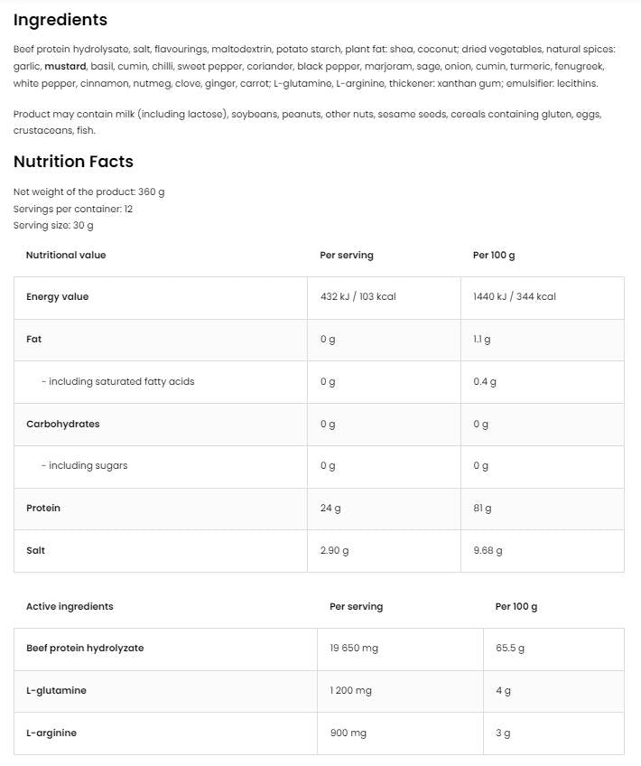 Beef Protein Kebab | Beef protein hydrolyzate with doner flavor 360 grams