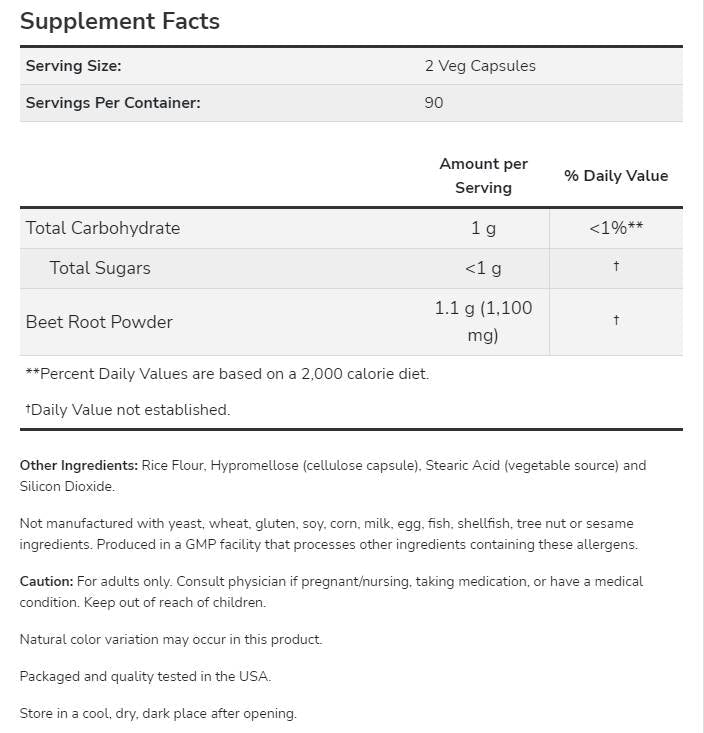 Beet Root 550 mg - 180 Kapselen