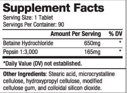 Betaine HCL 650 mg / 90 zakładek