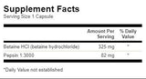 Betaïne HCl zoutzuur met pepsine - 250 capsules