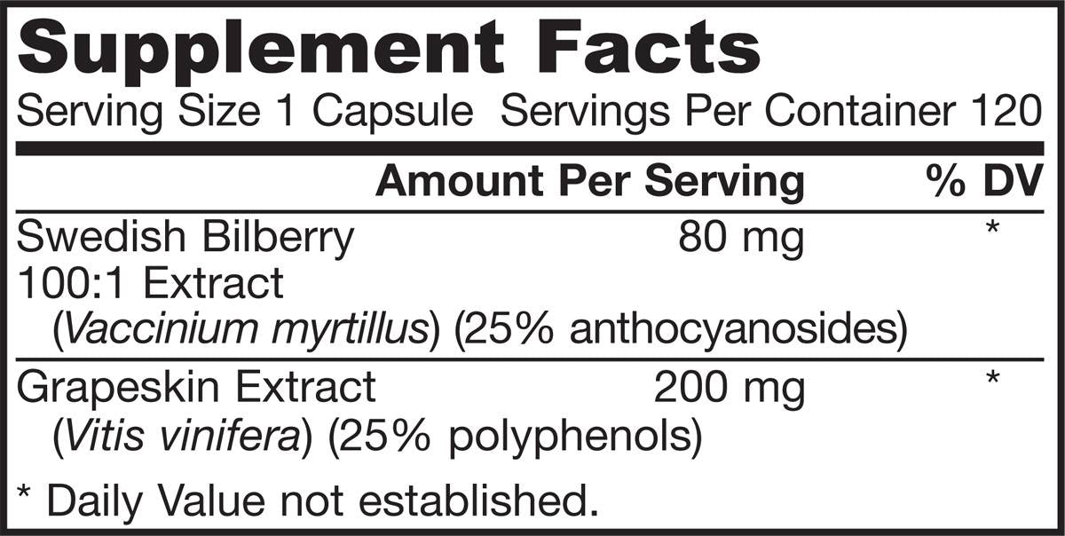 Bilberry + Grapeskin Polyphenols 280 mg - 120 capsules