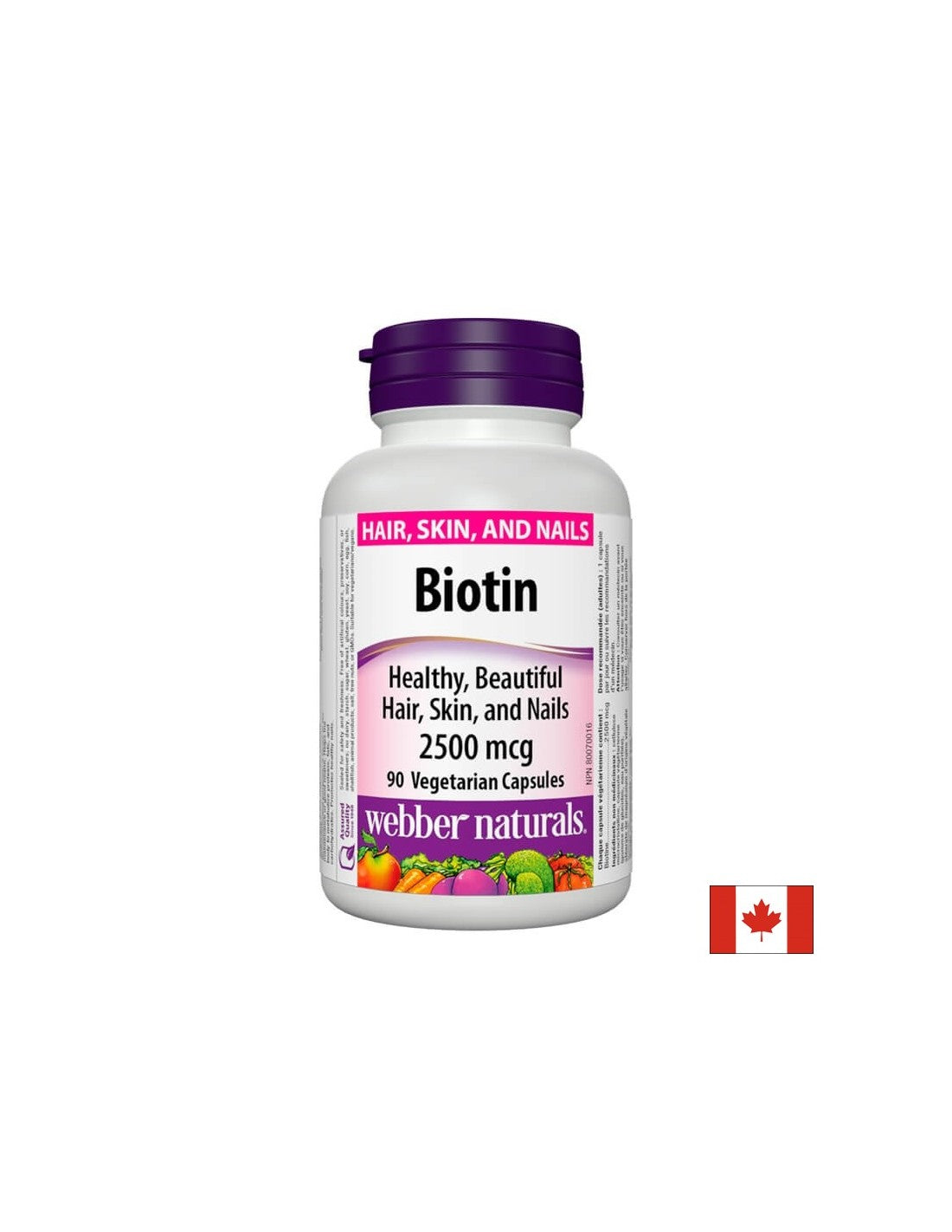 Biotin / Biotin, 2500 µg, 90 capsules Webber Naturals