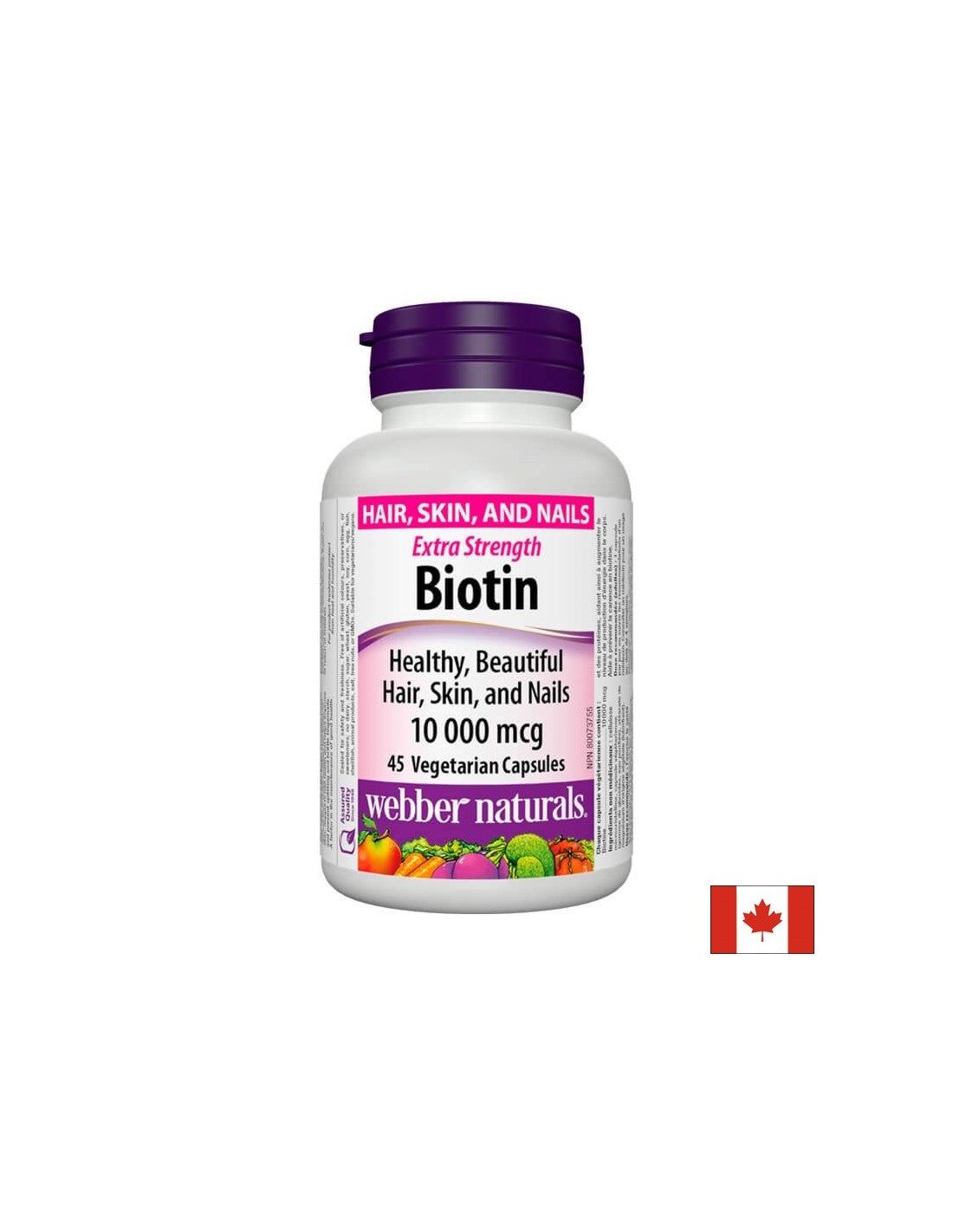 Biotin Extra Strength / Biotin extra strength, 10000 mcg, 45 capsules Webber Naturals