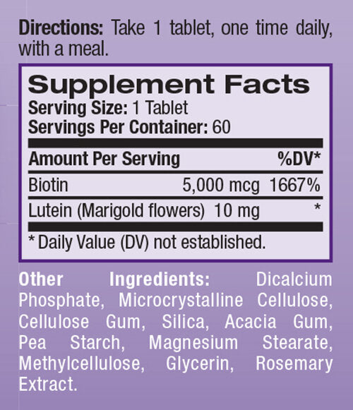 Biotin Plus Lutein / 60 Tabs.