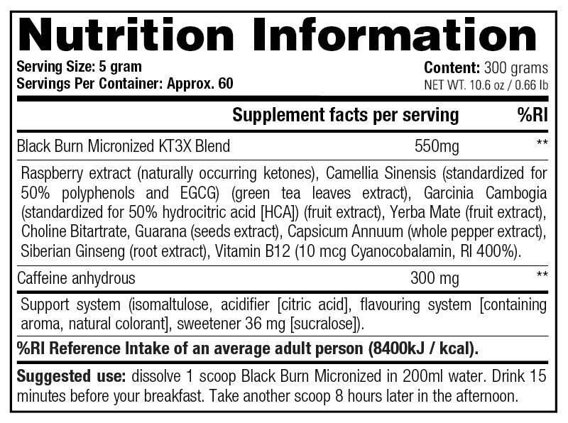 Black Burn Micronized - 300 gramos