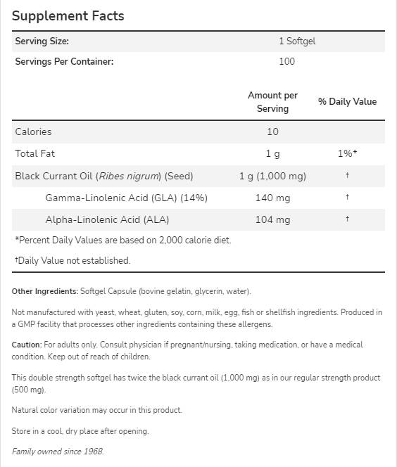 Black Currant Ueleg 1000 mg | Duebel Stäerkt - 100 Gelkops