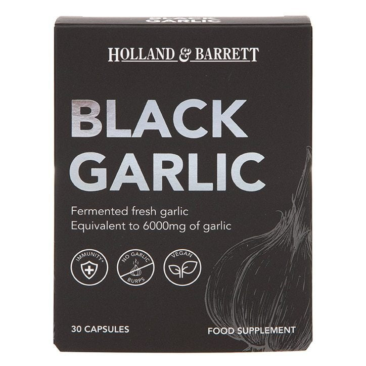 Juodas (fermentuotas) česnako (juodas česnakas) 6000 mg 30 kapsulės „Holland & Barrett“