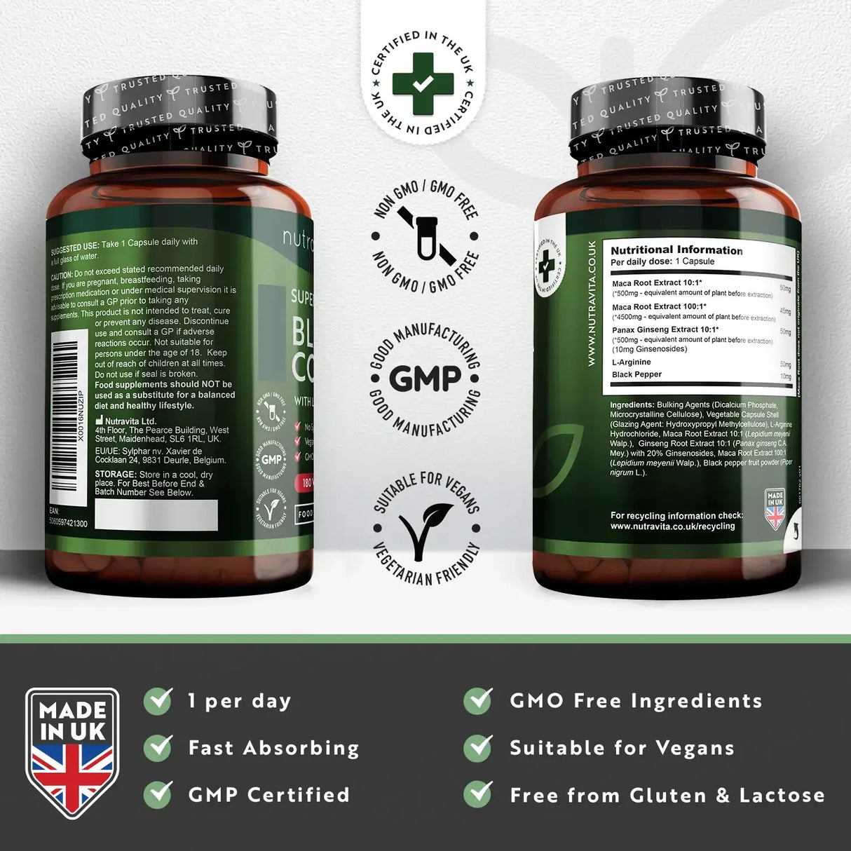 Black Maca Rootkomplex 5000mg / 180 Kapselen, 180 Deeg / nutravita
