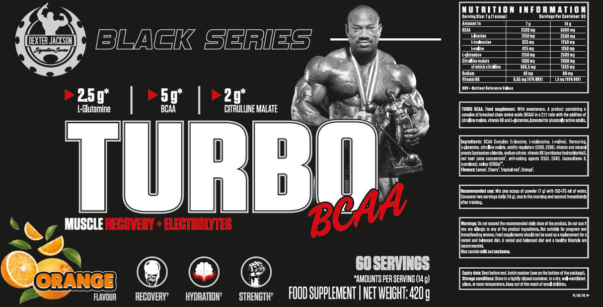 Zwarte serie | Turbo BCAA Muscle Recovery & Electrolytes - 420 gram