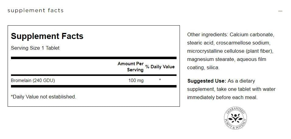Bromelain 100 mg - 100 Tablets