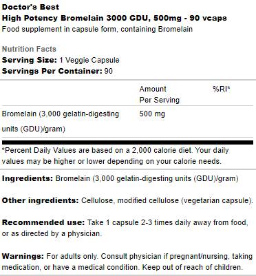Bromelain 3000 GDU 500 mg | Vysoká účinnost - 90 tobolek