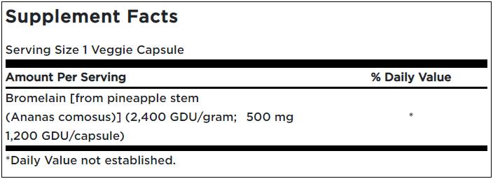 Bromelain 500 mg / 1200 GDU - 60 extended-release capsules