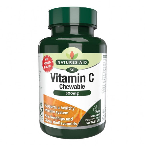 Vitamin C with rose hips, bioflavonoids and acerola (Vitamin C Chewable) 500mg 50 chewable tablets NaturesAid