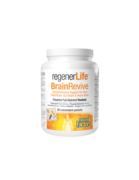 30 дневна програма в подкрепа на когнитивното и мозъчно здраве - Rеgener Life™ BrainRevive, 30 индивидуално опаковани пакетчета Natural Factors - Feel You