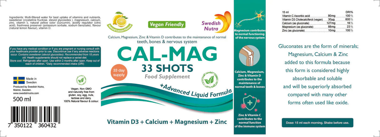 CAL-MAG /500 ML, 33 DOSES/ SWEDISH NUTRA