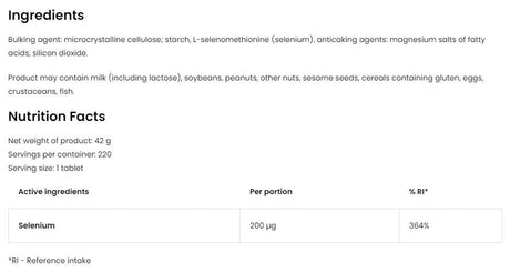 Selenium 200 mcg 220 Таблетки - Feel You