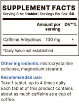 Cafeína BP 100 mg - 60 tabletas