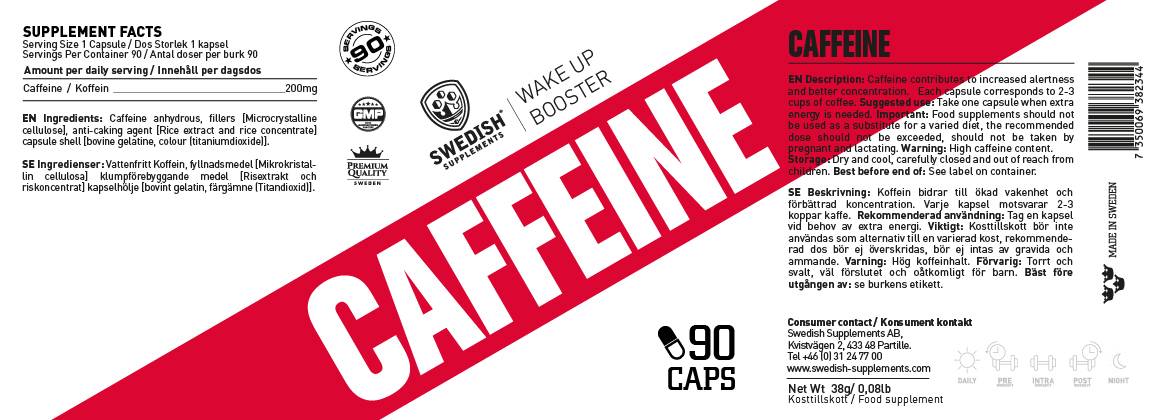 Caffeine 200 mg - 90 capsules