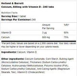 Calcium 600 mg + Vitamin D - 60 Tablets