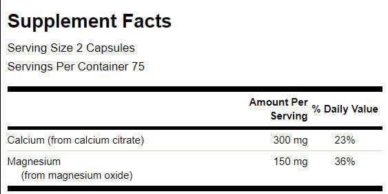 Calcium Citrate Plus Magnesium - 150 capsules