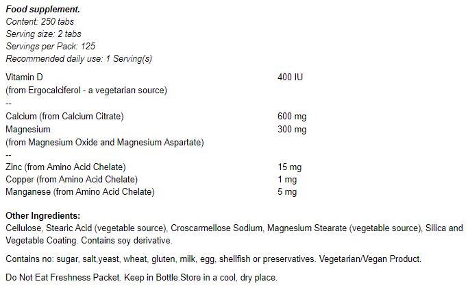 Citrát vápníku s minerály a vitamínem D -2 300 mg - 100 tabletů