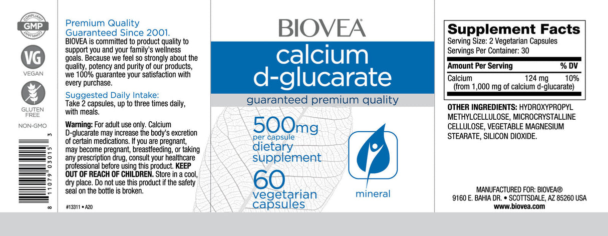 Calcio D-glucarato 500 mg/60 tapas