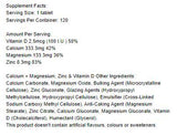 Calcium + Magnesium, Zinc & Vitamin D - 120 Tablets