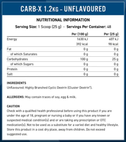 Carb-X | 100% Cyclic Dextrin Carbohydrates - 300 grams