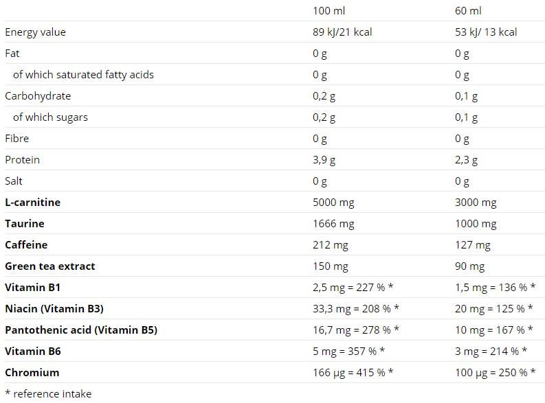 Carnitine 3000 shot - 20 x 60 ml