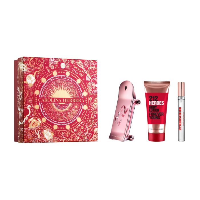 <tc>CAROLINA HERRERA</tc> 212 Heroes For Her Eau De Parfume Spray 80ml sada 3 kusy Vánoce 2023