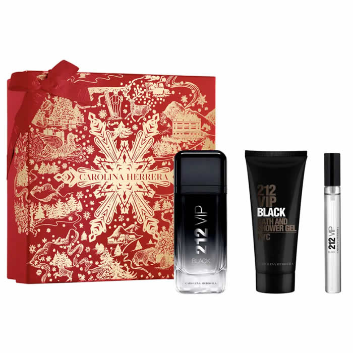 <tc>CAROLINA HERRERA</tc> 212 Vip Black Men Eau De Parfume Spray 100ml Sada 3 kusů