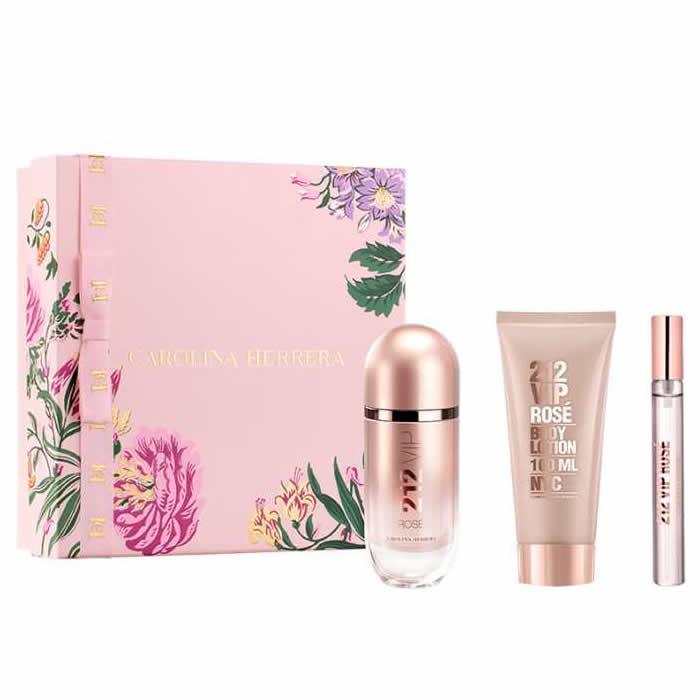 <tc>CAROLINA HERRERA</tc> 212 Vip Rose Eau De Parfume Spray 80ml Sada 3 kusů
