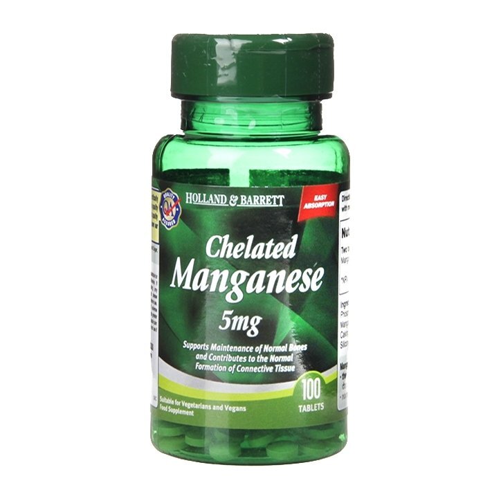 Chelated Manganese 5mg 100 tablets HOLLAND & BARRETT
