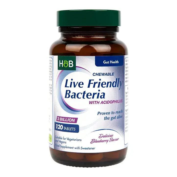 Probiotic with Acidophilus (Chewable Acidophilus Blueberry 3 Billion) 3 billion. 120 chewable tablets HOLLAND & BARRETT