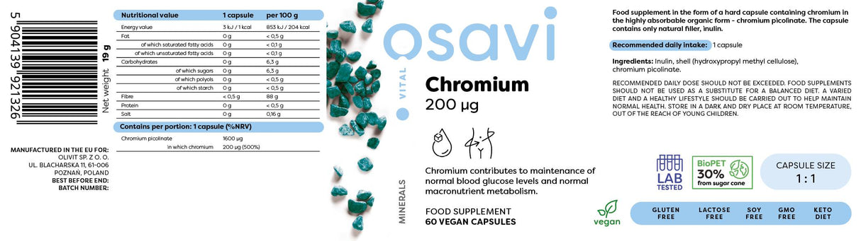 Chrom -Picolinat 200 mcg - 60 Kapseln